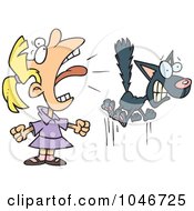Royalty Free RF Clip Art Illustration Of A Cartoon Girl Screaming At A Cat