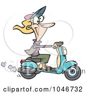 Royalty Free RF Clip Art Illustration Of A Cartoon Woman On A Scooter
