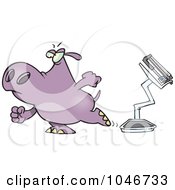 Cartoon Hippo Walking Away From A Broken Scale