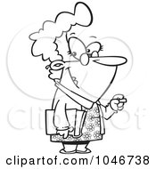 Poster, Art Print Of Cartoon Black And White Outline Design Of A Friendly School Teacher