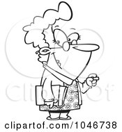 Royalty Free RF Clip Art Illustration Of A Cartoon Black And White Outline Design Of A Friendly School Teacher