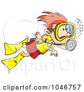 Poster, Art Print Of Cartoon Scuba Diving Boy