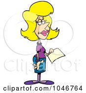 Royalty Free RF Clip Art Illustration Of A Cartoon Secretary Holding A Document