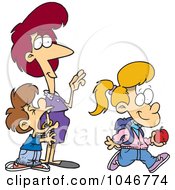 Poster, Art Print Of Cartoon Boy Crying On His Sisters First Day Of School
