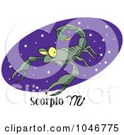 Poster, Art Print Of Cartoon Scorpio Scorpion Over A Purple Oval