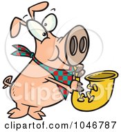 Poster, Art Print Of Cartoon Pig Playing A Saxophone