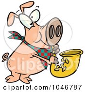 Royalty Free RF Clip Art Illustration Of A Cartoon Pig Playing A Saxophone by toonaday