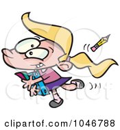 Royalty Free RF Clip Art Illustration Of A Cartoon Happy School Girl