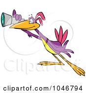 Cartoon Scoping Bird Using A Telescope