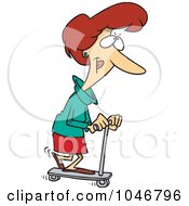 Royalty Free RF Clip Art Illustration Of A Cartoon Woman Riding A Scooter