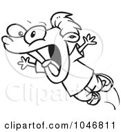 Royalty Free RF Clip Art Illustration Of A Cartoon Black And White Outline Design Of A Scared Boy