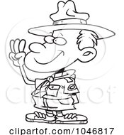 Cartoon Black And White Outline Design Of A Boy Scout Taking An Oath