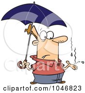 Poster, Art Print Of Cartoon Man Catching Raindrops In His Hand