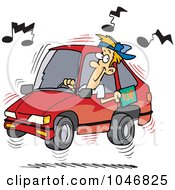 Poster, Art Print Of Cartoon Man Blaring Rap Music In His Car