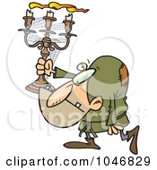 Cartoon Hunchback Man Carrying A Candelabra