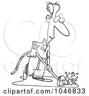 Royalty Free RF Clip Art Illustration Of A Cartoon Black And White Outline Design Of A Carpet Cleaner by toonaday