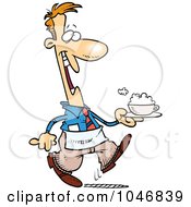 Poster, Art Print Of Cartoon Waiter Serving A Cappuccino