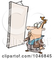 Cartoon Man Staring At A Blank Canvas