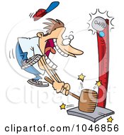 Poster, Art Print Of Cartoon Carny Man Banging A Strong Hammer
