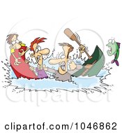 Poster, Art Print Of Cartoon Men In A Canoe War