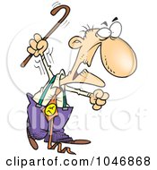 Cartoon Grumpy Old Man Waving His Cane