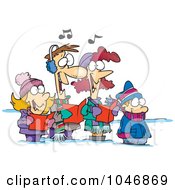 Cartoon Family Singing Christmas Carols