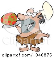 Poster, Art Print Of Cartoon Caveman Chef Serving An Egg