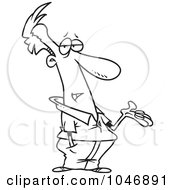 Royalty Free RF Clip Art Illustration Of A Cartoon Black And White Outline Design Of A Man Holding Out Change
