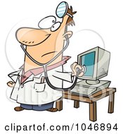 Royalty Free RF Clip Art Illustration Of A Cartoon Computer Doctor by toonaday