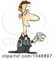 Poster, Art Print Of Cartoon Casino Man Holding Playing Cards