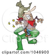 Royalty Free RF Clip Art Illustration Of A Cartoon Cowboy Riding A Cactus by toonaday