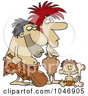 Poster, Art Print Of Cartoon Caveman Dad Mom And Son