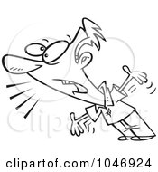Royalty Free RF Clip Art Illustration Of A Cartoon Black And White Outline Design Of A Man Complaining