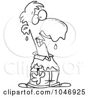 Royalty Free RF Clip Art Illustration Of A Cartoon Black And White Outline Design Of A Man Covered In Chocolate by toonaday