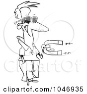 Royalty Free RF Clip Art Illustration Of A Cartoon Black And White Outline Design Of A Chick Magnet