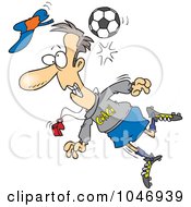 Poster, Art Print Of Cartoon Soccer Ball Hitting A Coach