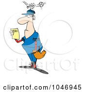 Royalty Free RF Clip Art Illustration Of A Cartoon Baseball Hitting A Player On The Head As He Reads A Memo by toonaday