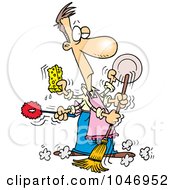 Cartoon Man Spring Cleaning
