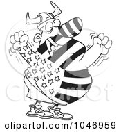 Royalty Free RF Clip Art Illustration Of A Cartoon Black And White Outline Design Of A Proud American by toonaday