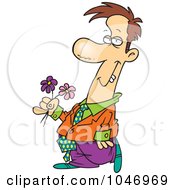 Poster, Art Print Of Cartoon Clashing Man Carrying Flowers