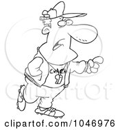 Royalty Free RF Clip Art Illustration Of A Cartoon Black And White Outline Design Of A Pointing Coach by toonaday