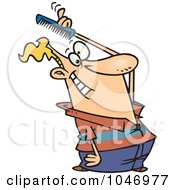 Royalty Free RF Clip Art Illustration Of A Cartoon Man Combing His Hair