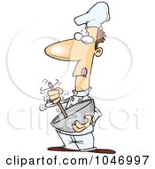 Poster, Art Print Of Cartoon Chef Using A Mixing Bowl