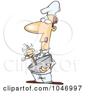 Royalty Free RF Clip Art Illustration Of A Cartoon Chef Using A Mixing Bowl