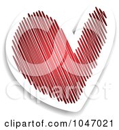 Red And White Scribble Heart Sticker With A Shadow