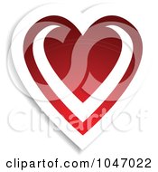Poster, Art Print Of Red And White Love Heart Sticker With A Shadow