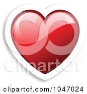 Poster, Art Print Of Red Heart Sticker With A Shadow