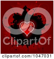 Poster, Art Print Of Shiny Red Heart Over A Black Splatter And Red Floral Grunge