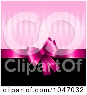 Poster, Art Print Of Pink Ribbon And Bow On A Pink Stripe And Black Background