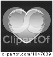 Royalty Free RF Clip Art Illustration Of A Brushed Metal Heart Over A Grid Background